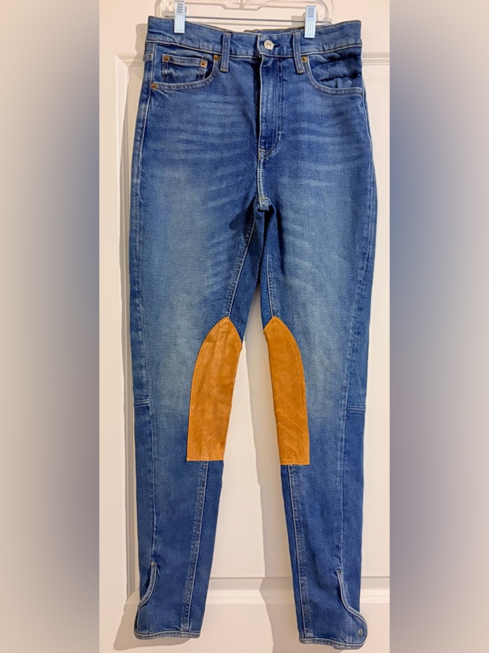 Polo Ralph Lauren Women's High Waist Skinny Jeans Italian calf-suede patches 27